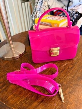 Hot Pink Patent Mini Top-Handle Crossbody Bag